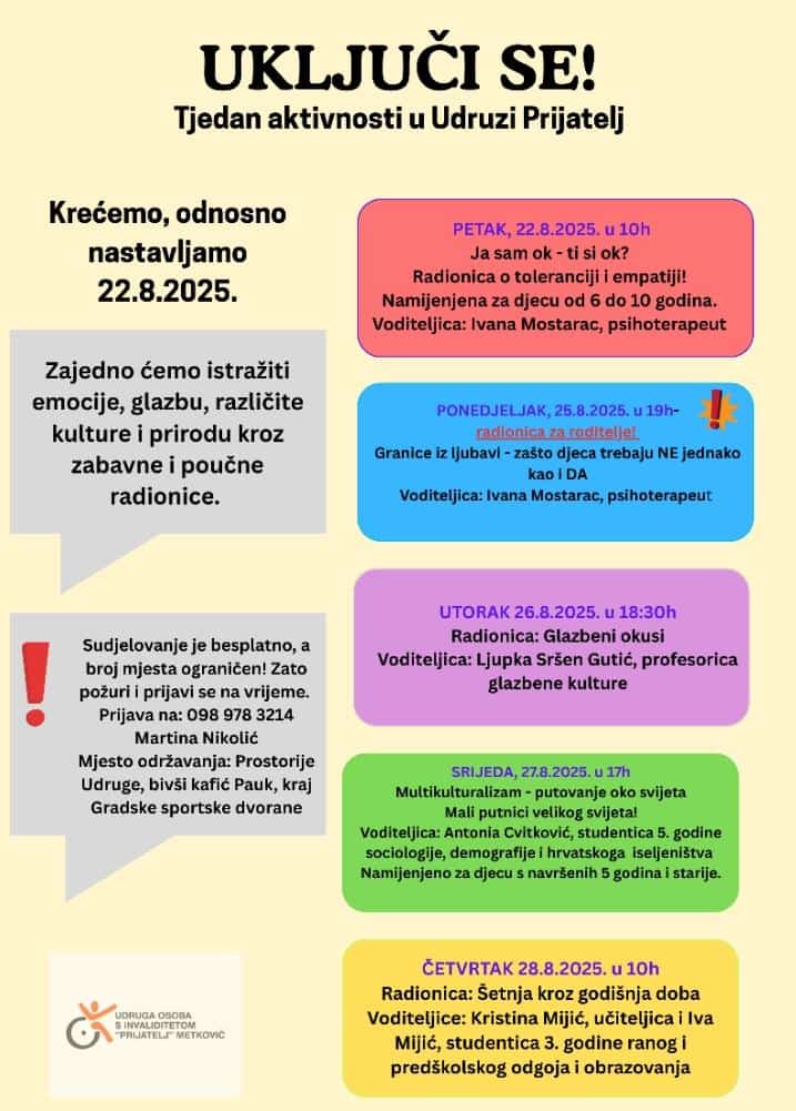 Tjedan aktivnosti u Udruzi Prijatelj